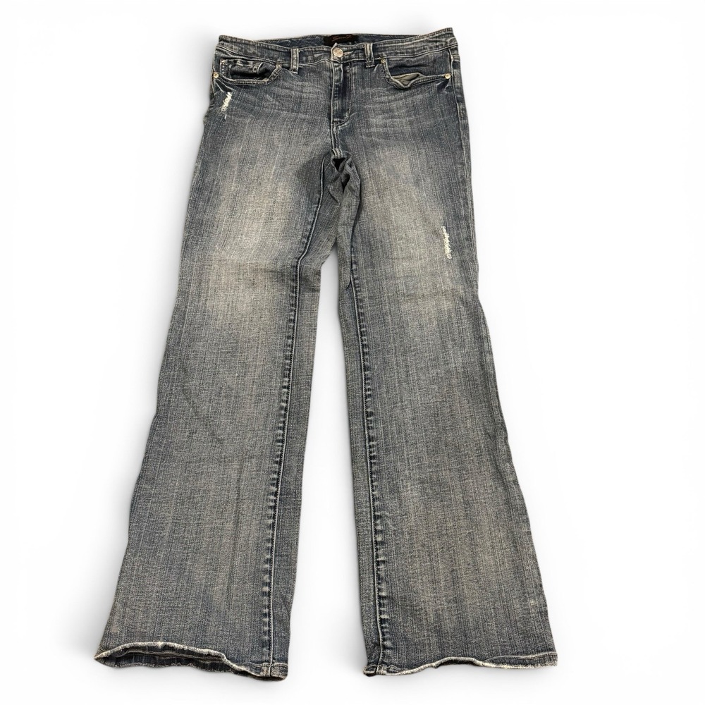 Y2K Seven7 Bootcut Jeans Womens Size 10 Distressed Rhinestone Pocket